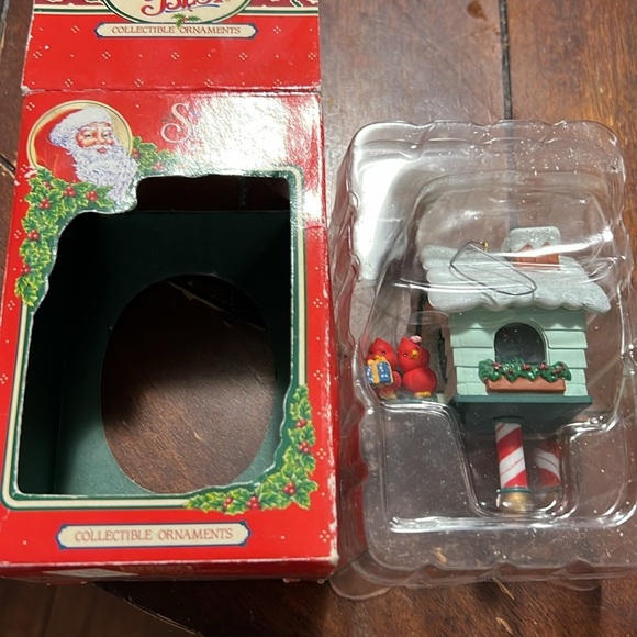 Bless Our Home Christmas Ornament Lustre Fame Cardinals Bird House Glitter 1992 - Picture 2 of 5
